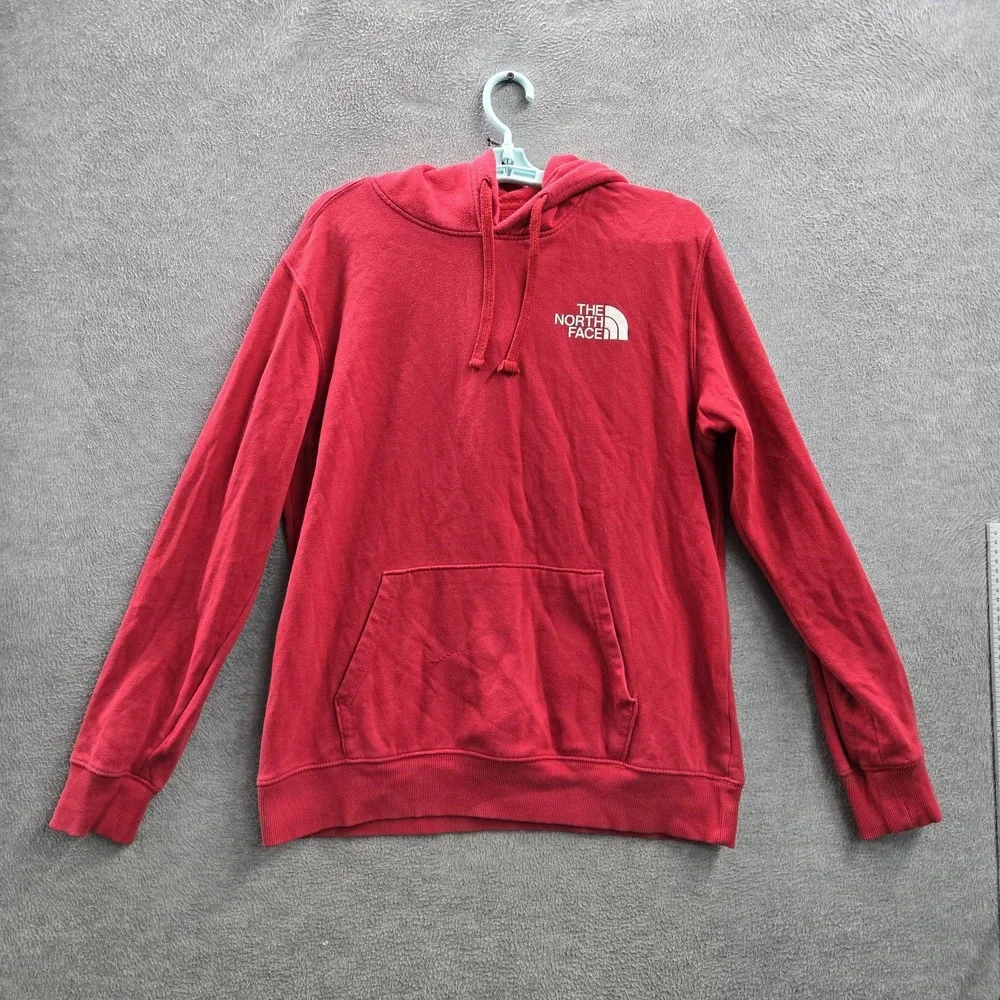 The North Face Men Hoodie M Red Logo Embroidery Never Stop Exploring
